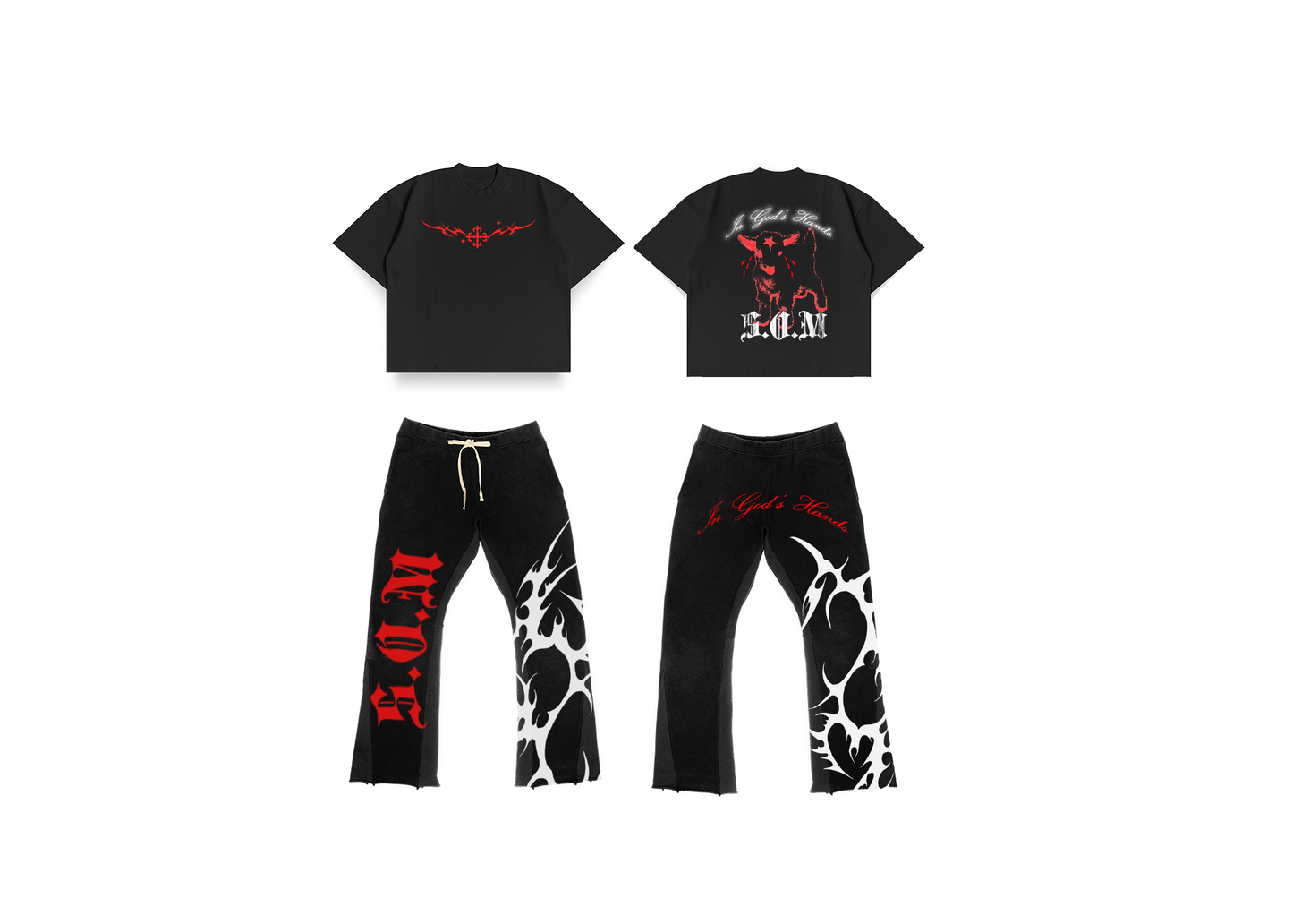 In God’s Hands” Set – Statement Tee + Flare Pants