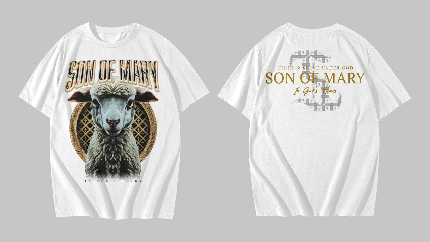 Son of Mary – “Fight & Serve” Lamb Tee (White Edition)